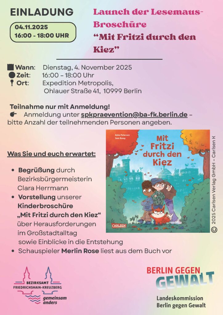 Launch der Lesemaus-Broschüre "Mit Fritzi durch den Kiez", Carlsen Verlag
