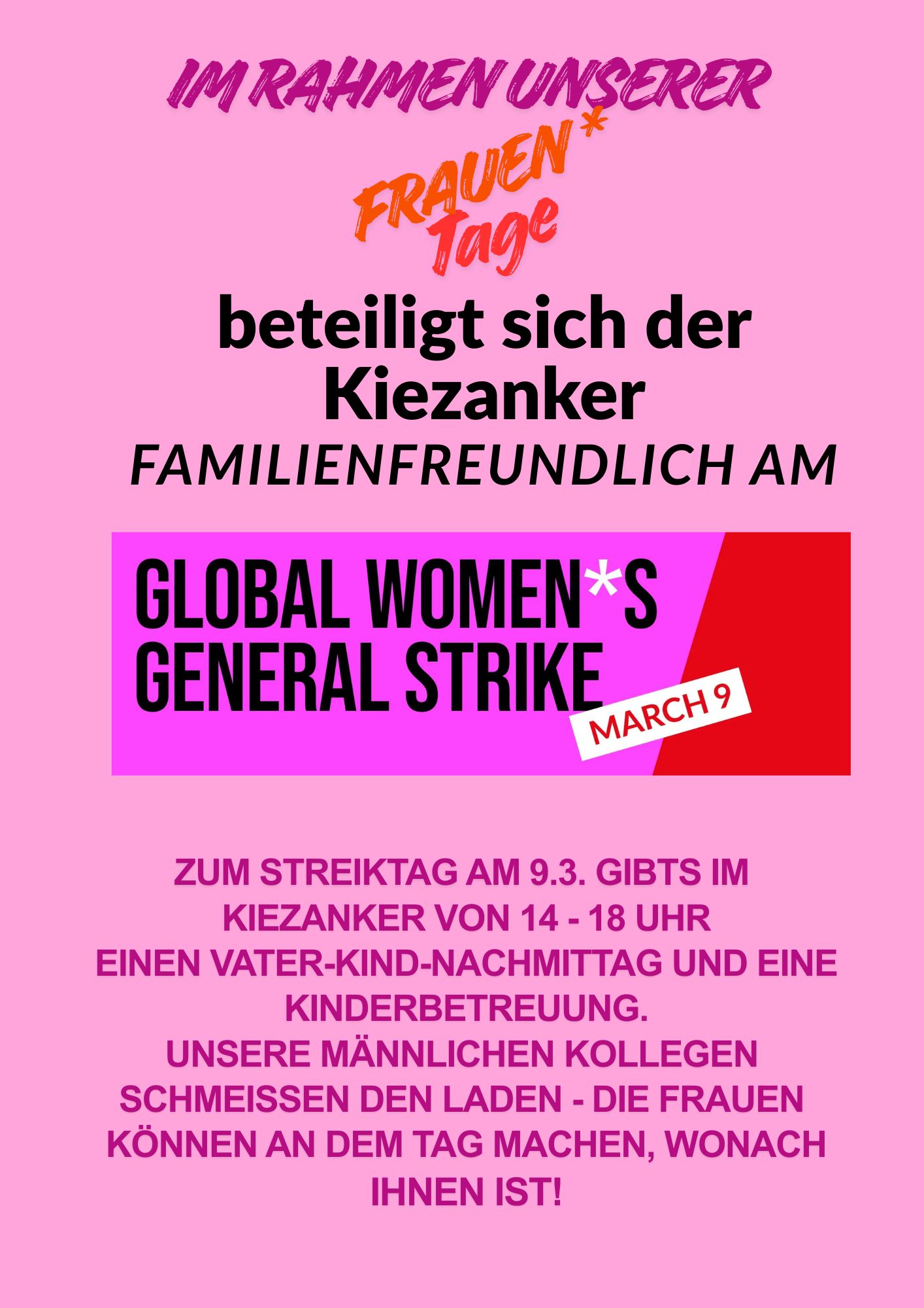 Frauen*Streiktag mit Vater-Kind-Tag im Kiezanker